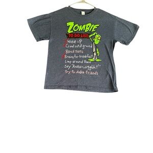 Zombie Graphic Kids T-Shirt - Gray Short sleeve T-SHIRT SZ 16
